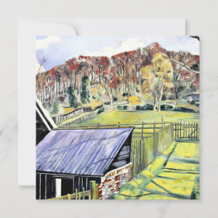 Cartão Por trás da Inn, pintura paisagística de Paul Nash