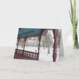 Cartão Porch View em um dia de neve - Martha's Vineyard