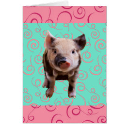 Cartão Porco bonito - redemoinhos do azul & do rosa