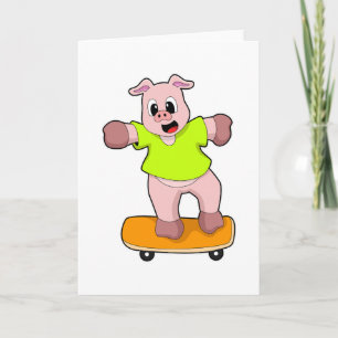 Cartão Porco como Skatista em Skateboard