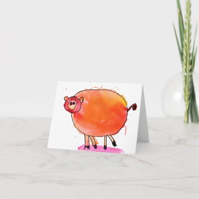 Cartão Porco do tango • Nate Perdue, idade 6 (Frente)