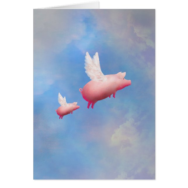 Cartão Porco voador com o leitão (Frente)