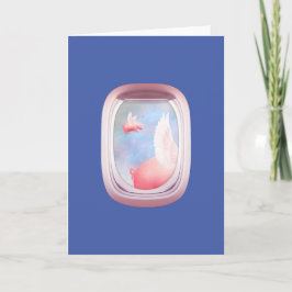 Cartão Porcos que voam no avião passado personalizados