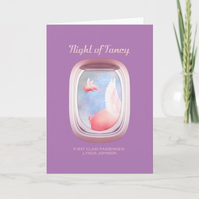 Cartão Porcos que voam no avião passado personalizados (Frente)