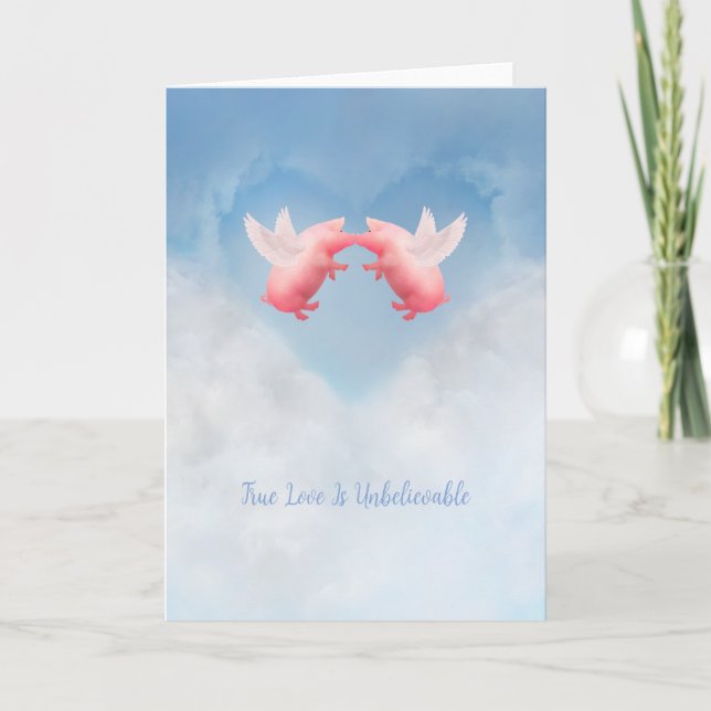 Cartão Porcos Voadores Amor Inacreditável (Frente)