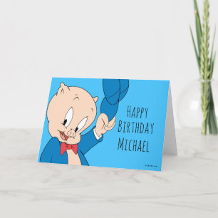 Cartão Porky Pig   Chapéu Acenando