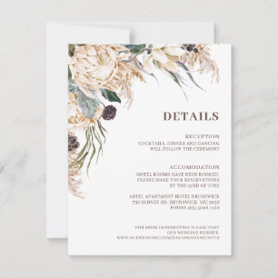 Cartão Pormenores de Casamento de Boho Protea Pamp