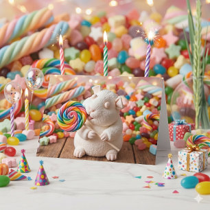 Cartão Porquinho-da-índia de Marshmallow Caprichoso Feliz
