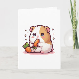 Cartão Porquinho-da-índia Kawaii Comendo Cenouras – Amant