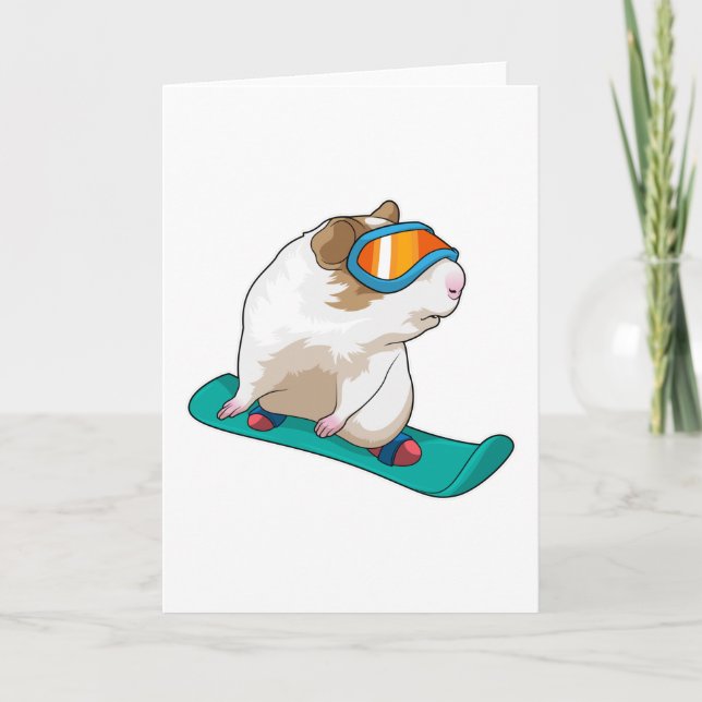 Cartão Porquinho-da-índia Snowboarder Snowboard (Frente)