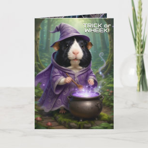 Cartão Porquinhos-da-índia de Halloween, Magos e Caldeirã