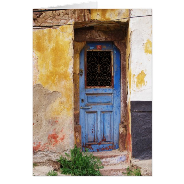 Cartão Porta Azul na ilha grega Mykonos (Frente)