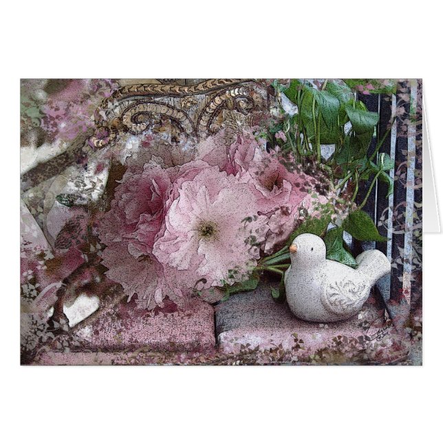 Cartão Porta com placa de flores (Frente Horizontal)