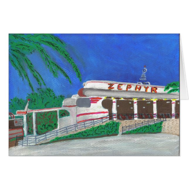 Cartão Porta copos do cilindro Zephyr na praia (Frente Horizontal)