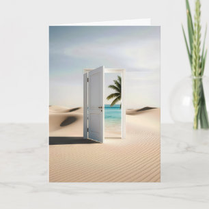 Cartão Porta no Deserto com uma Cena Tropical