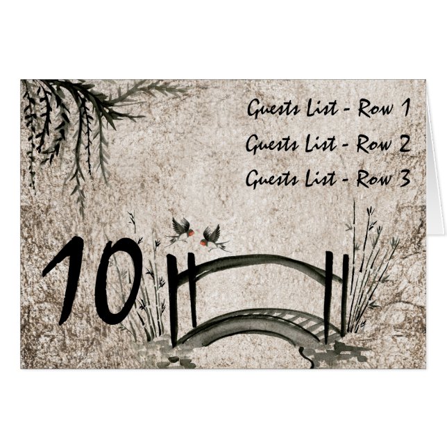 Cartão Porta oriental de Mesa de Casamento (Frente horizontal)