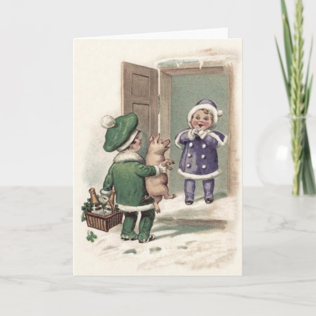 Cartão Porta Shamrock do Boy Pig Champagne (Frente)