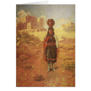 Cartão Portador de Água Indiano Vintage por EW Rollins