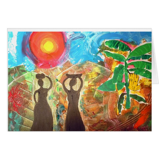 Cartão Portadores de água da vila (Frente Horizontal)