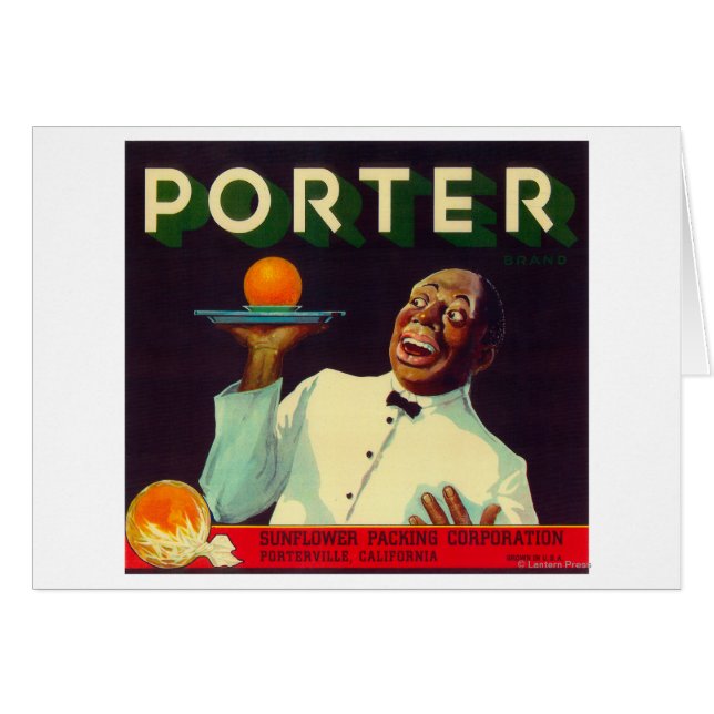 Cartão Porter Orange LabelPorterville, CA (Frente Horizontal)