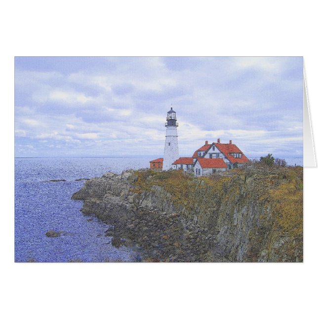Cartão Portland Head Light House, Maine, Art (Frente Horizontal)