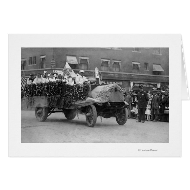 Cartão Portland, OR Rosa Festival Parade Floats (Frente Horizontal)