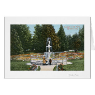 Cartão Portland, Oregon City Park - Vista da fonte