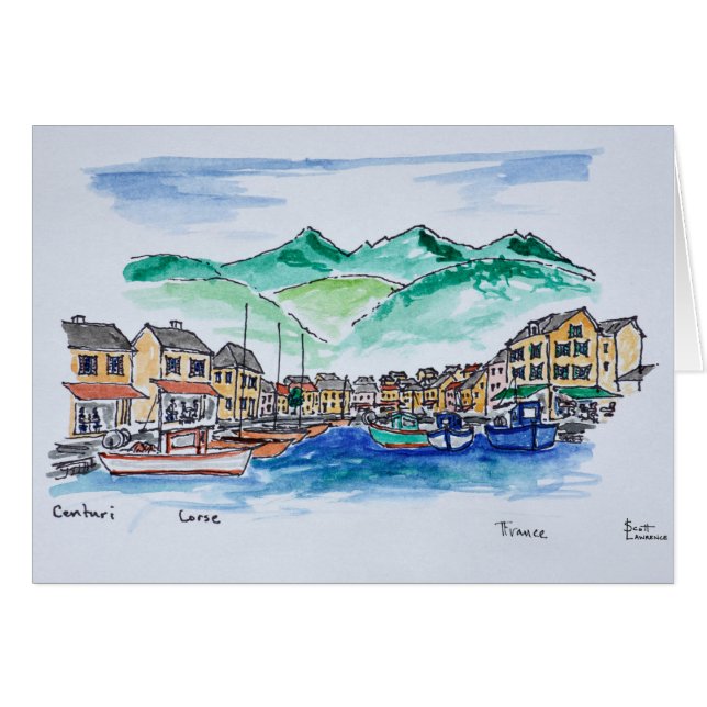 Cartão Porto de Centuri| Córsega, França (Frente Horizontal)