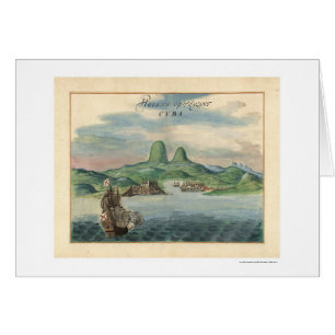 Cartão Porto do mapa 1639 da opinião de Havana Cuba