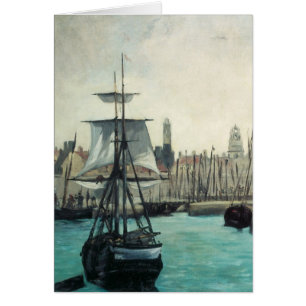 Cartão Porto em Calais por Manet, Arte Impressionista Ant