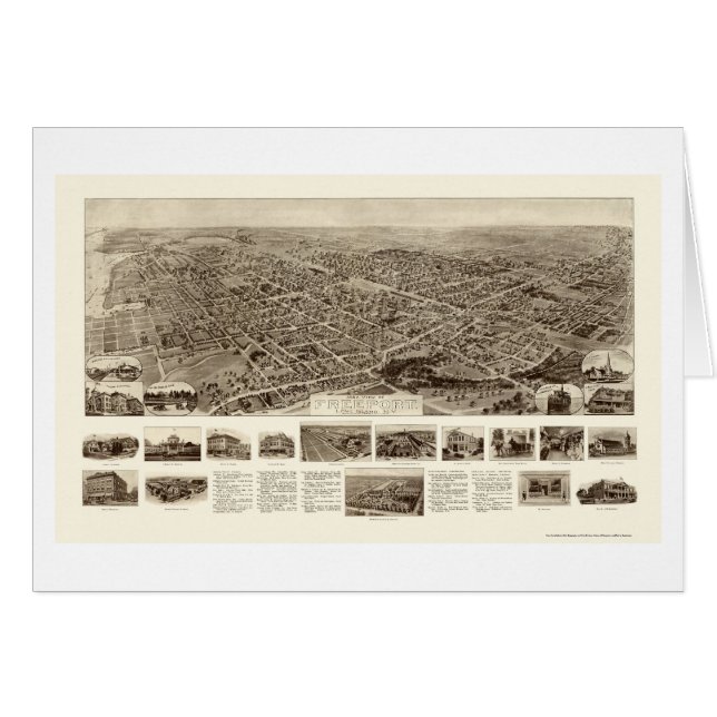 Cartão Porto franco, mapa panorâmico de NY - 1909 (Frente Horizontal)