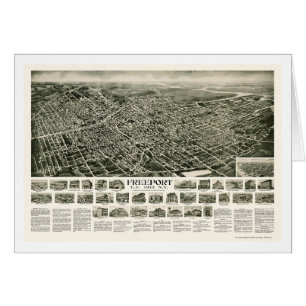 Cartão Porto franco, mapa panorâmico de NY - 1925