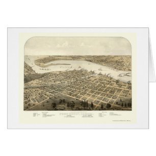 Cartão Porto Huron, mapa panorâmico do MI - 1867