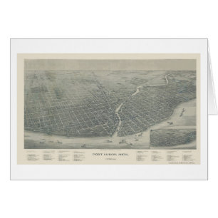 Cartão Porto Huron, mapa panorâmico do MI - 1894