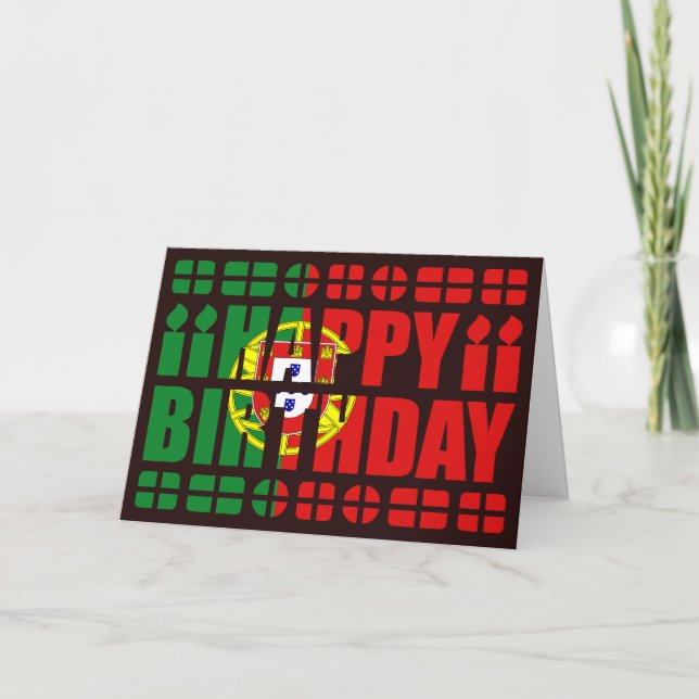 Cartão Portugal Flag Birthday Card (Frente)