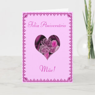 Cartão Português: Aniversário Flores