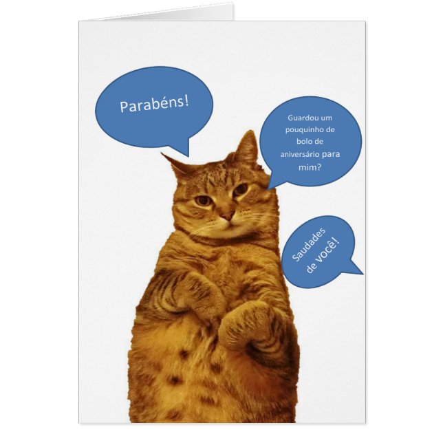Cartão Português: Aniversario - Gato (Frente)