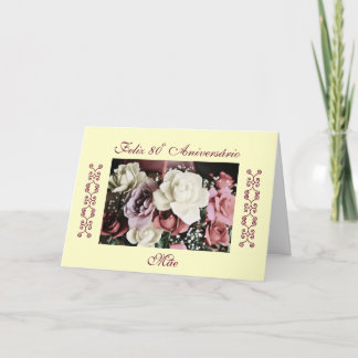Cartão Português: Aniversário/rosa da mãe de Parabéns
