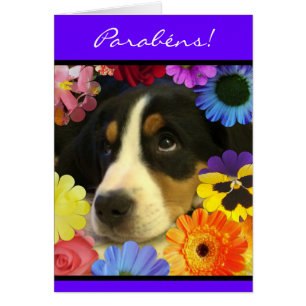 Cartão Português: Cachorrinho dos Parabens