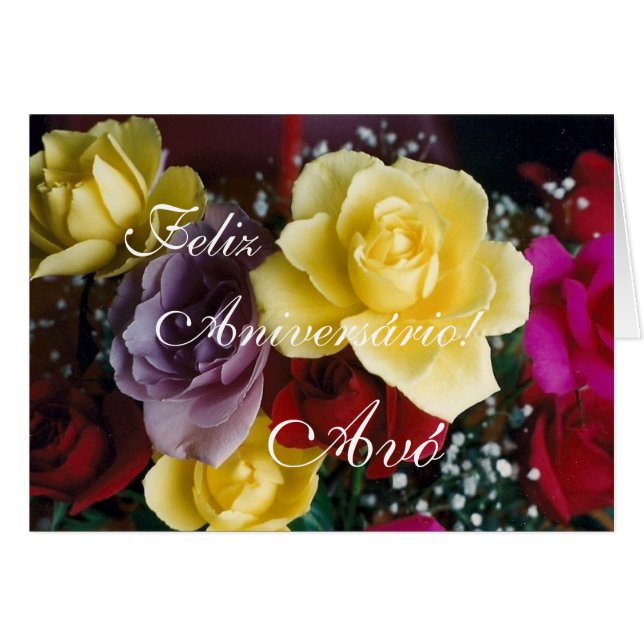 Cartão Português: Feliz Aniversario Avo! (Frente Horizontal)