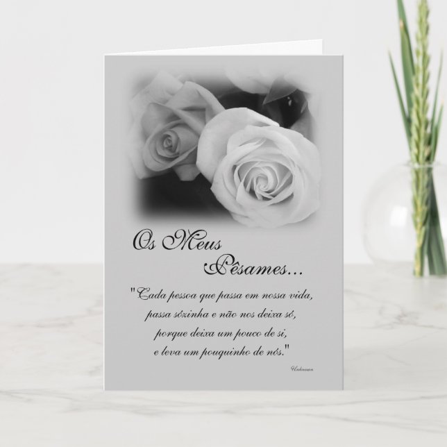 Cartão Português: Poema de Condolencias (Frente)