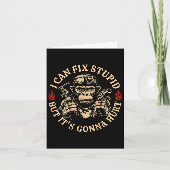 Cartão Posso consertar Stud, mas vai doer Monkey Funny (o (Frente)