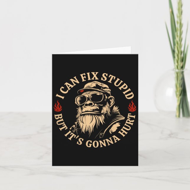 Cartão Posso consertar Stud, mas vai doer Monkey Funny (o (Frente)