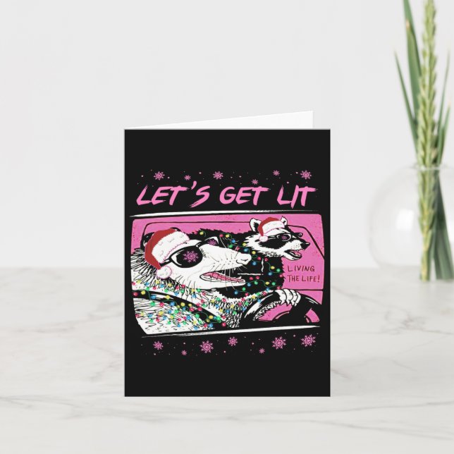 Cartão Possum Guaxinim Divertido Vamos Para Rua do Lixo R (Frente)