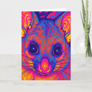 Cartão possums australiano psicodélico de cauda espessa