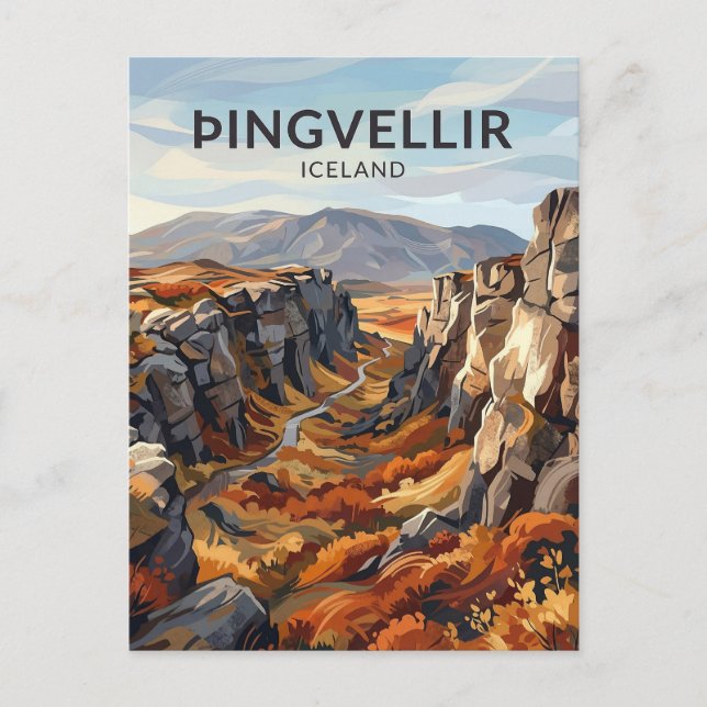 Cartão Postal Þingvellir Islândia (Frente)