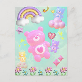 CARTÃO POSTAL かわいいブルーのゆるふわくまさん♡ 