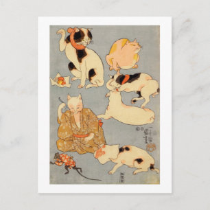 Cartão Postal た と え 内(下), 尽, の, Gatos Japoneses(3), Kuniyoshi, U