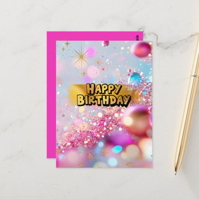 CARTÃO POSTAL カラフルかわいいY2Kハッピーバースデー♡ (Frente/Verso In Situ)
