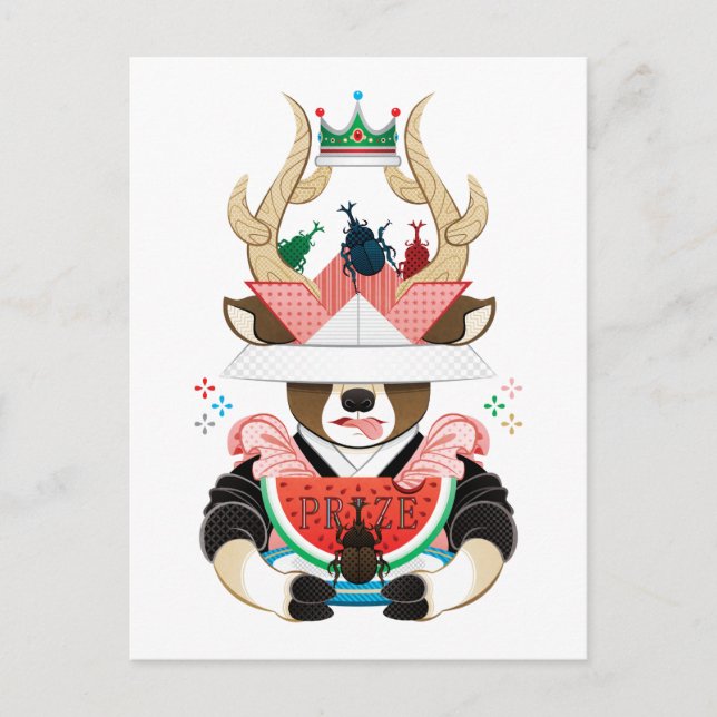 Cartão Postal カ ブ ム 西 ト と 瓜 リ ( )/Beetle e melancia (remake) (Frente)